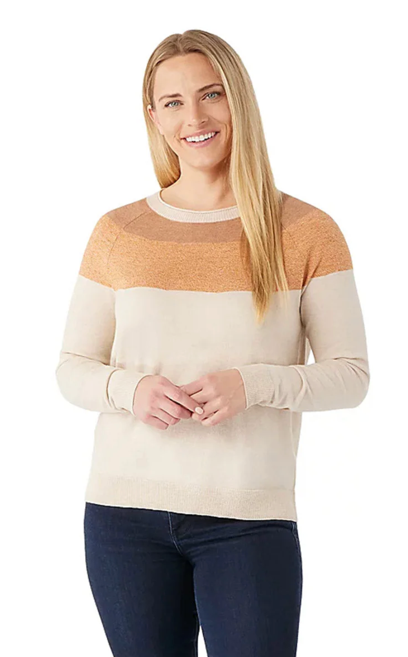 Smartwool Womens Edgewood Colorblock Crew Sweater (SW016649) SAMPLE